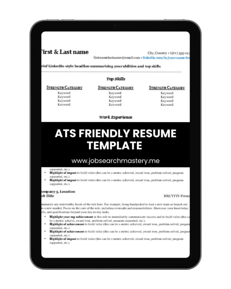 ATS friendly resume template job search mastery